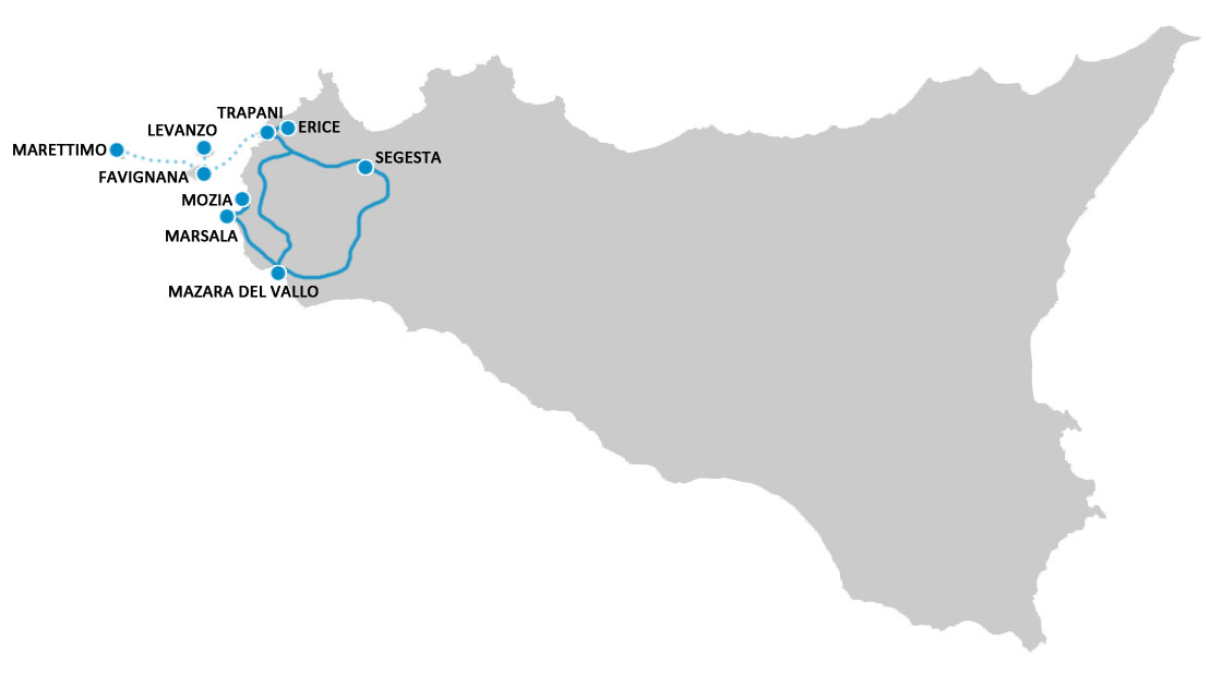 mappa viaggio Sicilia occidentale isole Egadi
