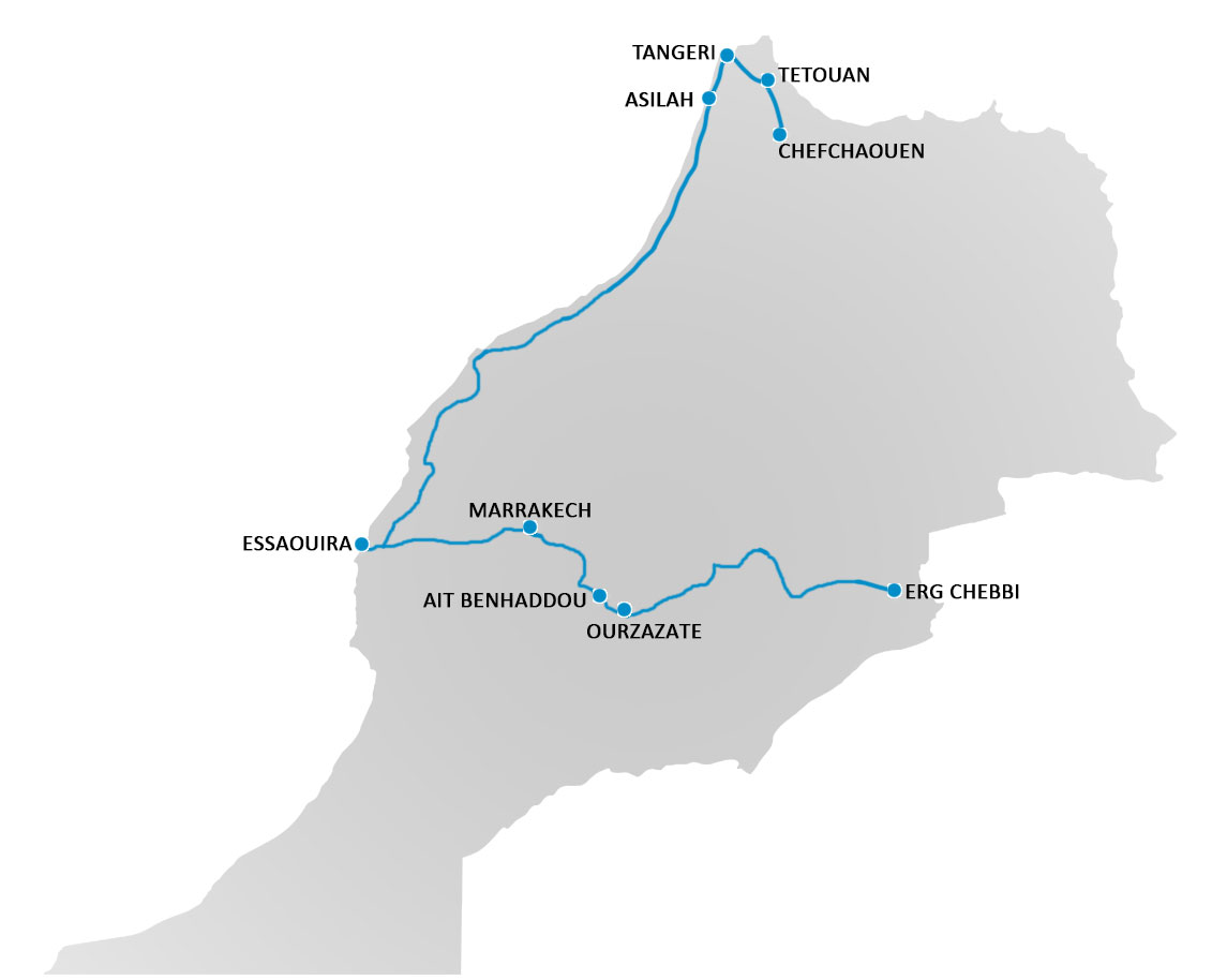 mappa viaggio marocco del nord