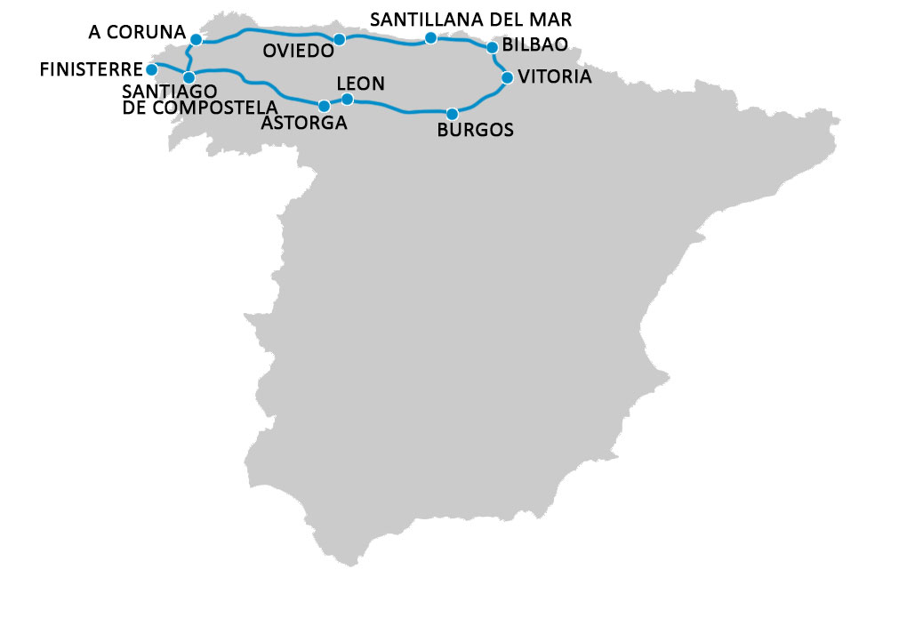 mappa viaggio Spagna del nord agosto