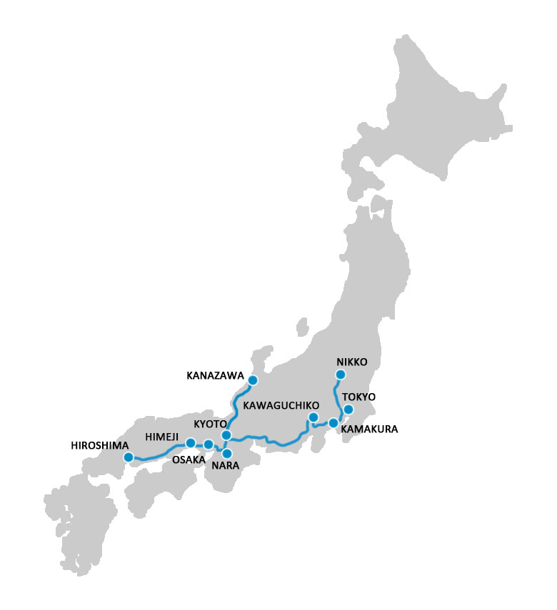 mappa viaggio giappone con kanazawa