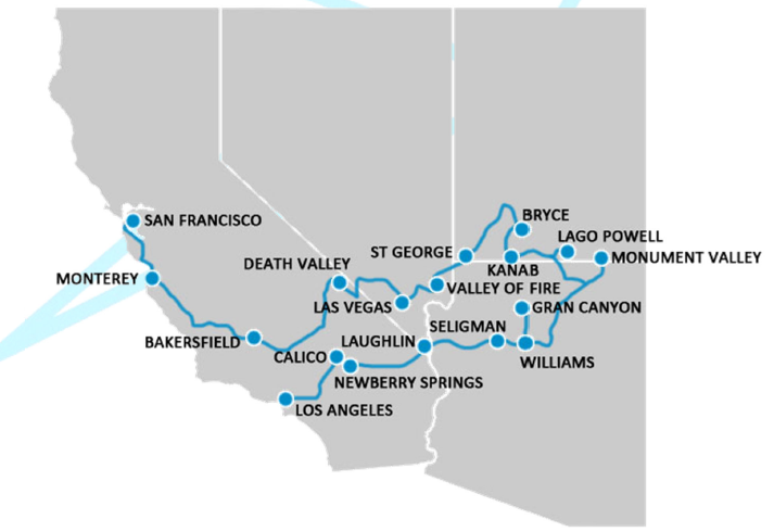 viaggio negli stati uniti dell'ovest