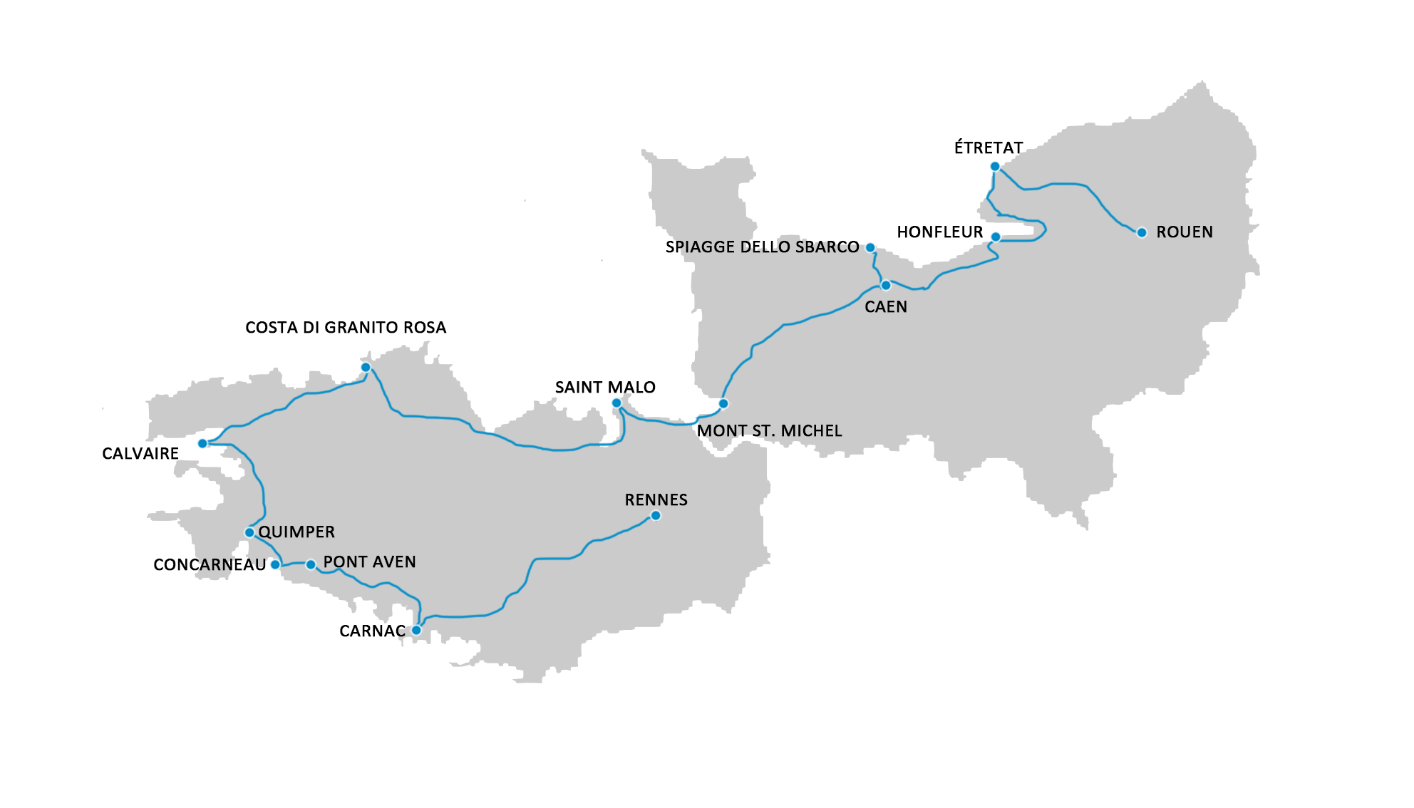 viaggio in normandia e bretagna mappa
