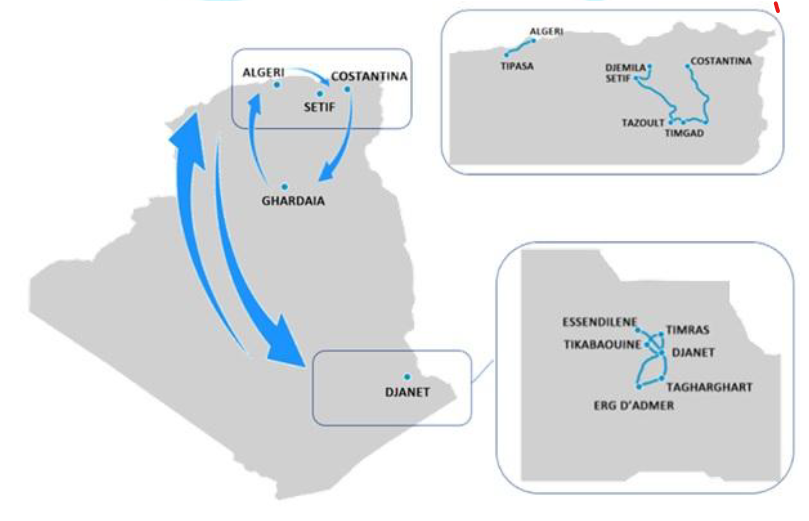 viaggio in algeria mappa