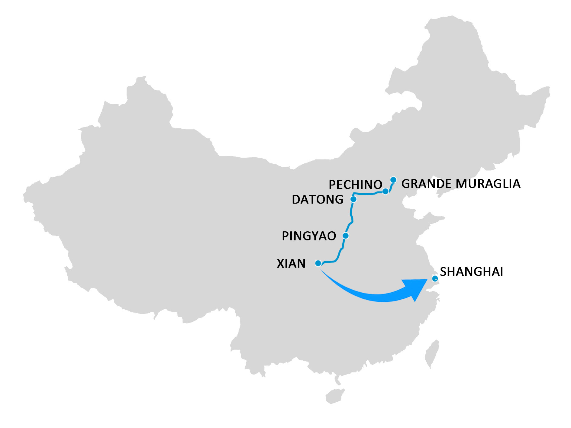 mappa viaggio cina classica