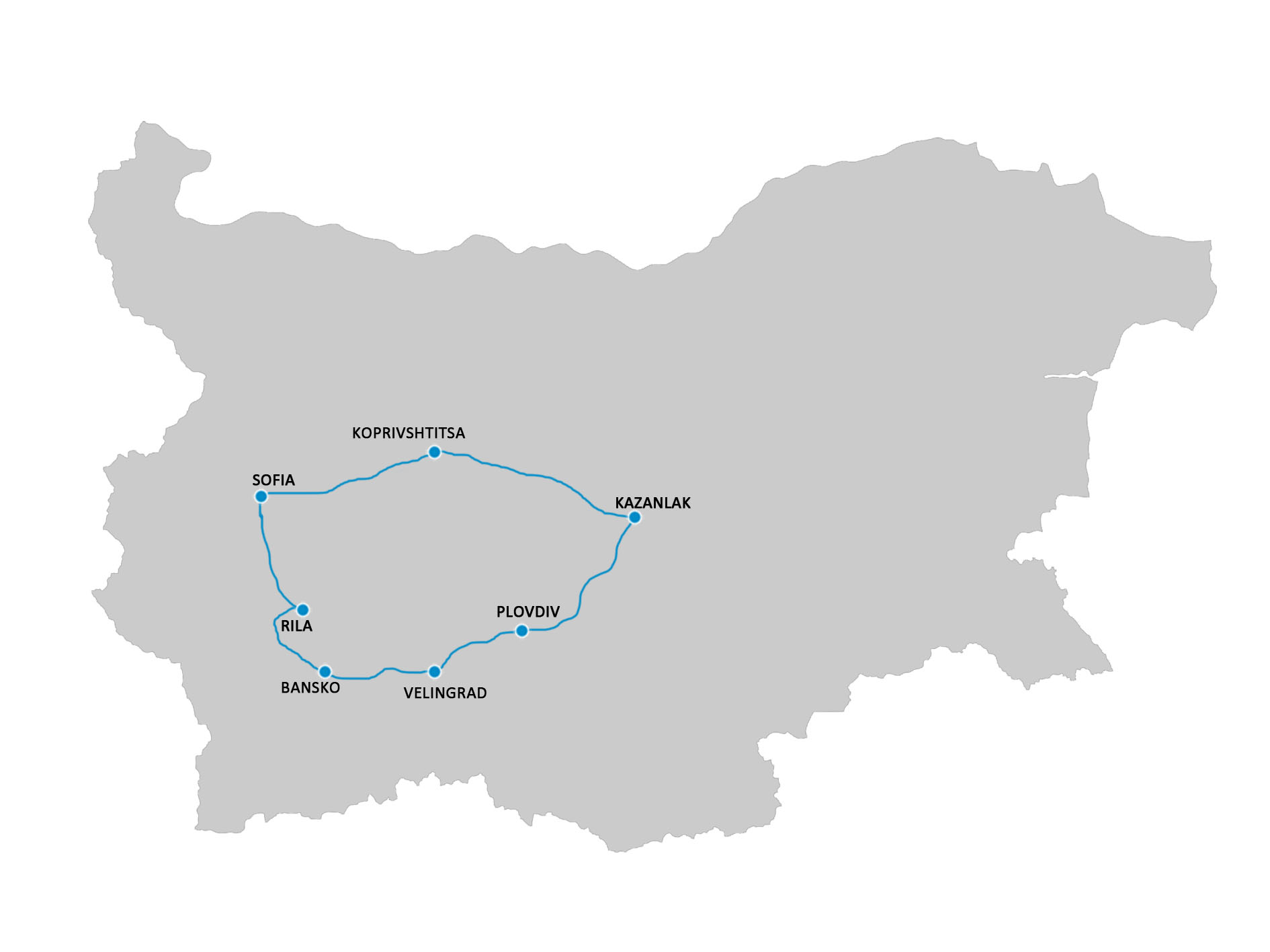 mappa viaggio in bulgaria