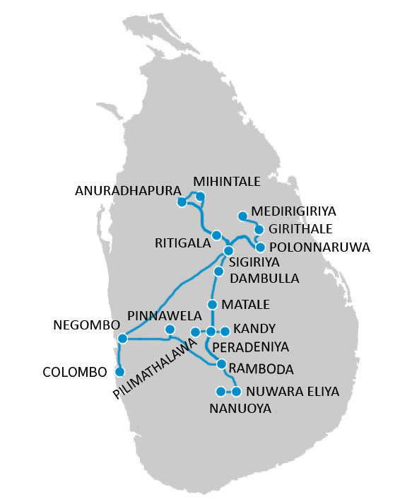 mappa viaggio in sri lanka