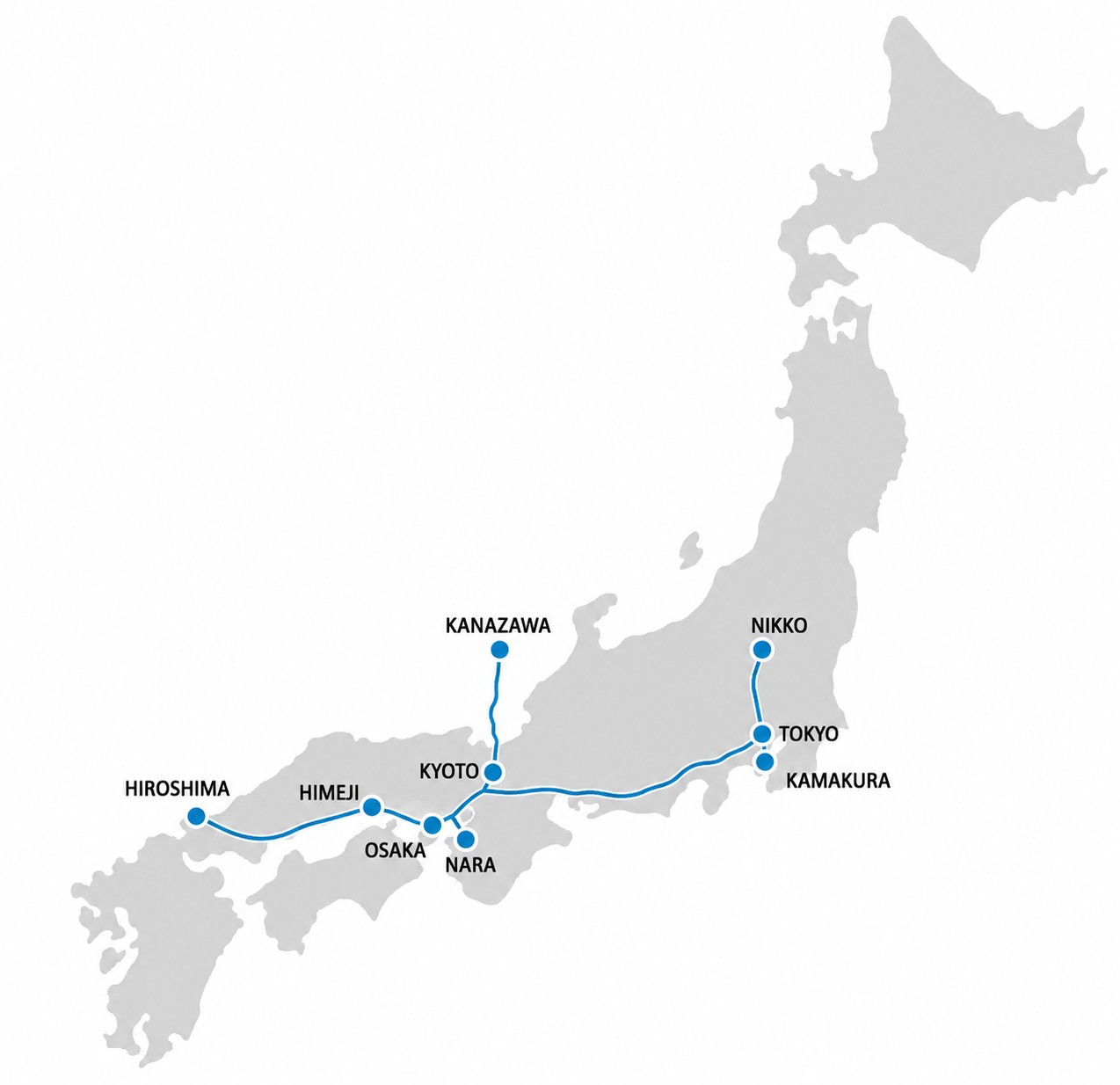 mappa viaggio in giappone ottobre